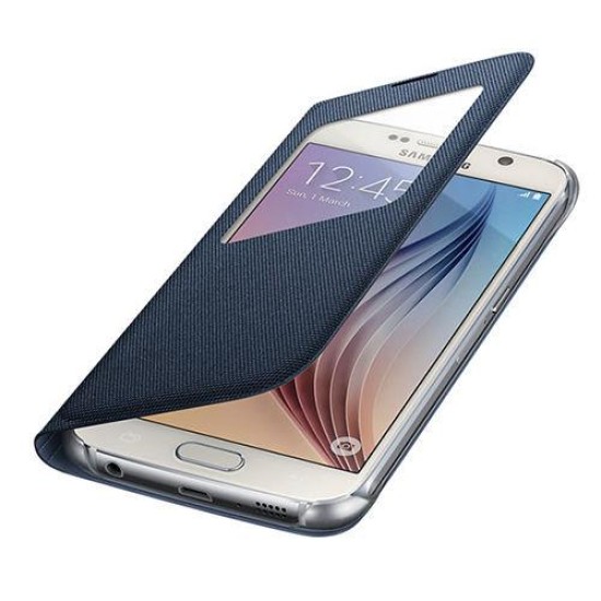 Samsung Galaxy S6 S-View Kılıf Tekstil Siyah EF-CG920BBEGWW